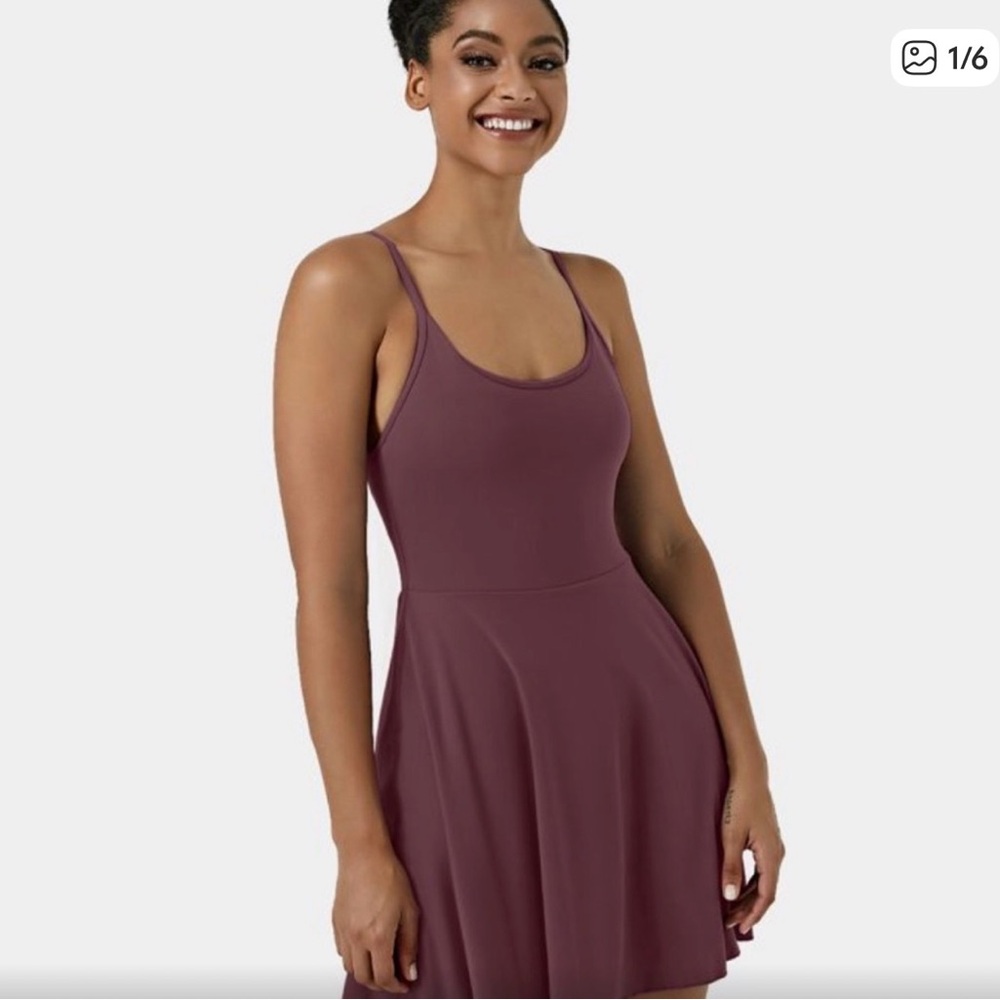 HALARA Rich Maroon Athletic Minidress with Attached Shorts.